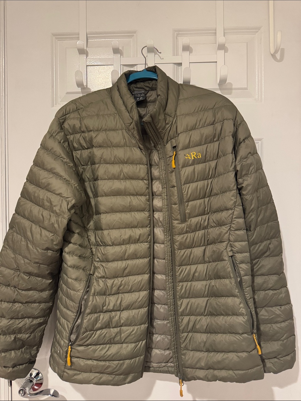 Rab Microlight Down Jacket Men’s Olive Green Lightweight Packable Large